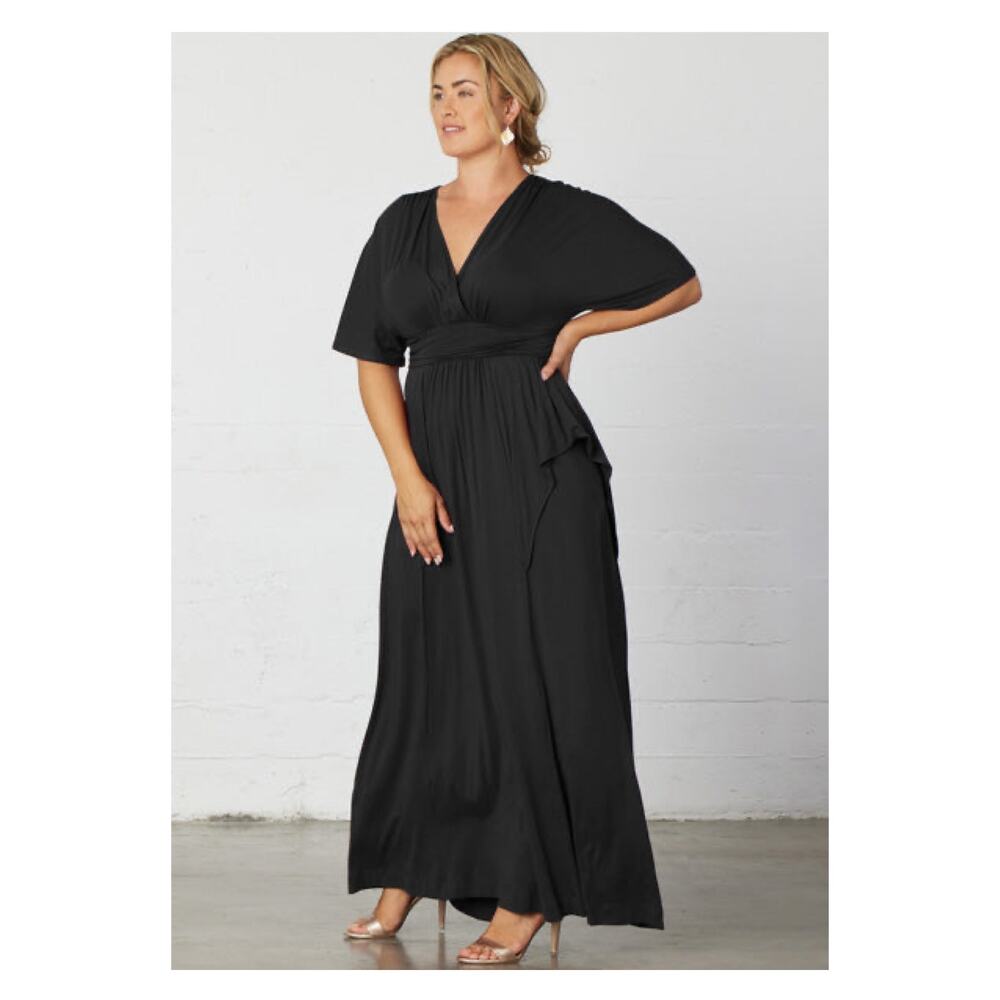 Kiyonna Black Indie Flair Knit Maxi Dress Sz 3X - Picture 3 of 16